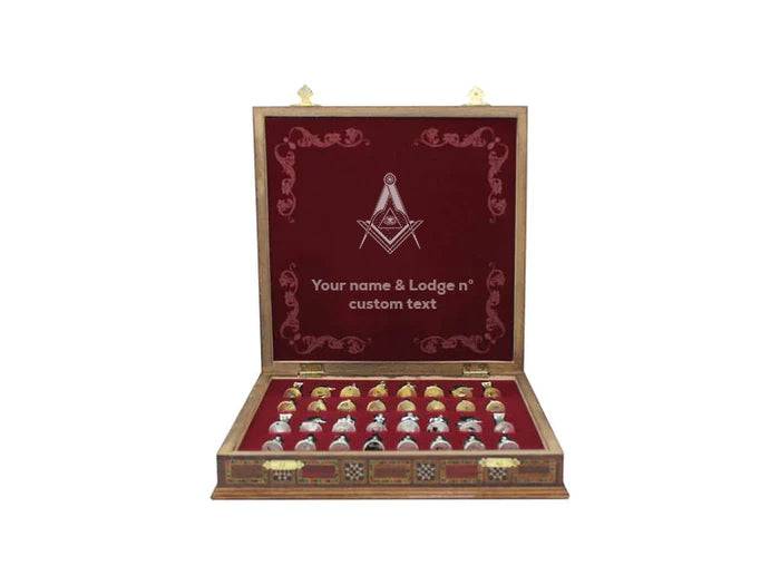 Master Mason Blue Lodge Chess Set - 16.5" (42cm) - Bricks Masons