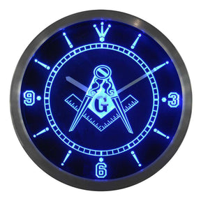 Master Mason Blue Lodge Clock - LED Quartz - Bricks Masons
