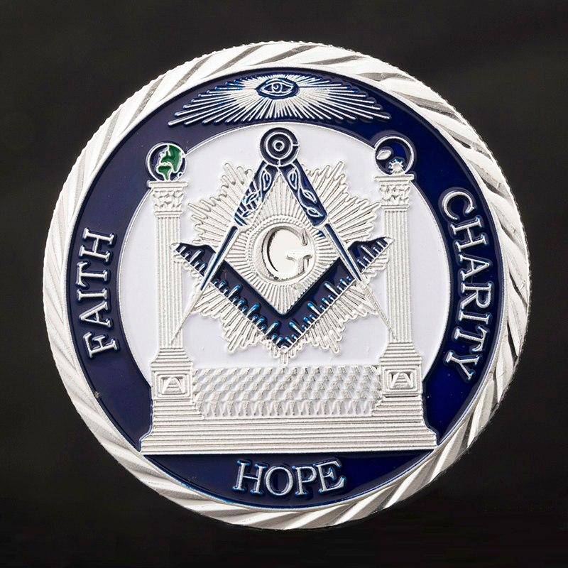 Master Mason Blue Lodge Coin - Faith Hope Charity Making Good Men Better Silver - Bricks Masons