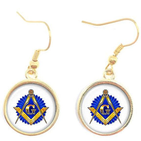 Master Mason Blue Lodge Earring - Square and Compass G - Bricks Masons