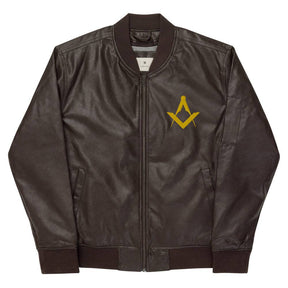 Master Mason Blue Lodge Jacket - Square and Compass Leather Golden Embroidery - Bricks Masons