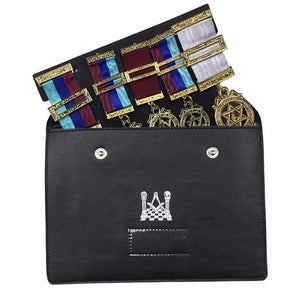 Master Mason Blue Lodge Jewels Case - X Large Black Imitation Leather - Bricks Masons