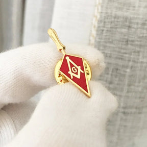 Master Mason Blue Lodge Lapel Pin - Red Enamel Trowel Shape - Bricks Masons