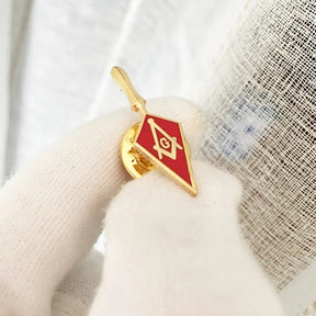Master Mason Blue Lodge Lapel Pin - Red Enamel Trowel Shape - Bricks Masons