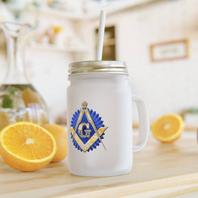 Master Mason Blue Lodge Mason Jar - Golden Square & Compass G - Bricks Masons