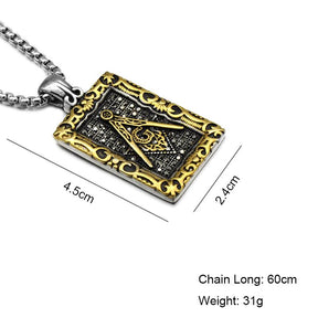 Master Mason Blue Lodge Necklace - Framed Motif (Gold/Silver) - Bricks Masons