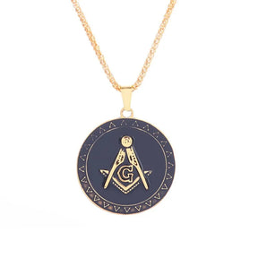 Master Mason Blue Lodge Necklace - Black Background - Bricks Masons