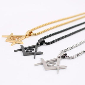 Master Mason Blue Lodge Necklace - Stainless Steel Gold, Silver, Black - Bricks Masons