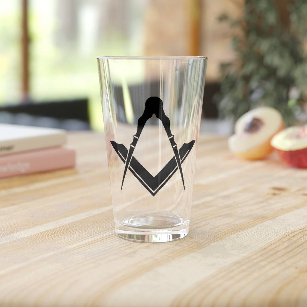 Master Mason Blue Lodge Pint Glass - 16oz Square & Compass - Bricks Masons