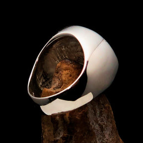 Master Mason Blue Lodge Ring - Black Sterling Silver With Skull Square and Compass - Bricks Masons