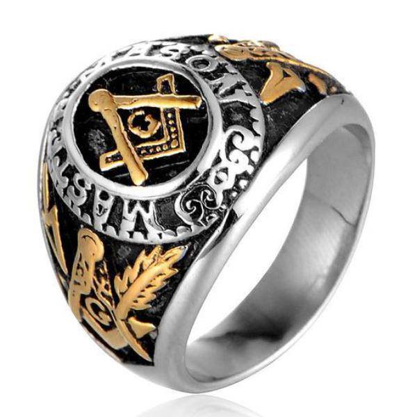 Master Mason Blue Lodge Ring - Gold Color - Bricks Masons