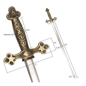Master Mason Blue Lodge Sword - Square and Compass with Gold Hilt - Bricks Masons