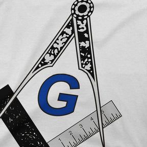 Master Mason Blue Lodge T-shirt -  Black White Blue Polyester Square & Compass G - Bricks Masons