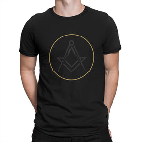 Master Mason Blue Lodge T-Shirt -  Polyester Gold Square Compass - Bricks Masons