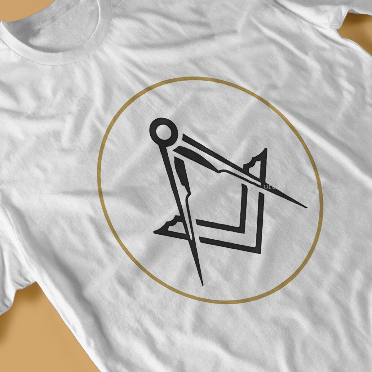 Master Mason Blue Lodge T-Shirt -  Polyester Gold Square Compass - Bricks Masons