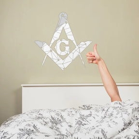 Master Mason Blue Lodge Wall Monogram - Silver Dotted Square & Compass G - Bricks Masons