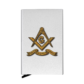 Master Mason Blue Lodge Wallet - Faith Hope Charity, Popup Credit Card - Bricks Masons
