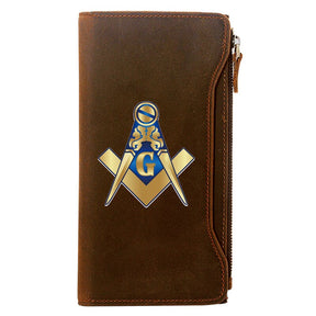 Knights Templar Commandery Wallet - Genuine Brown Leather - Bricks Masons