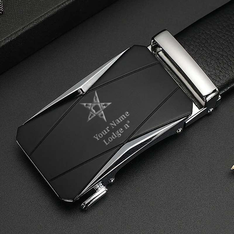 OES Belt - Black Leather - Bricks Masons