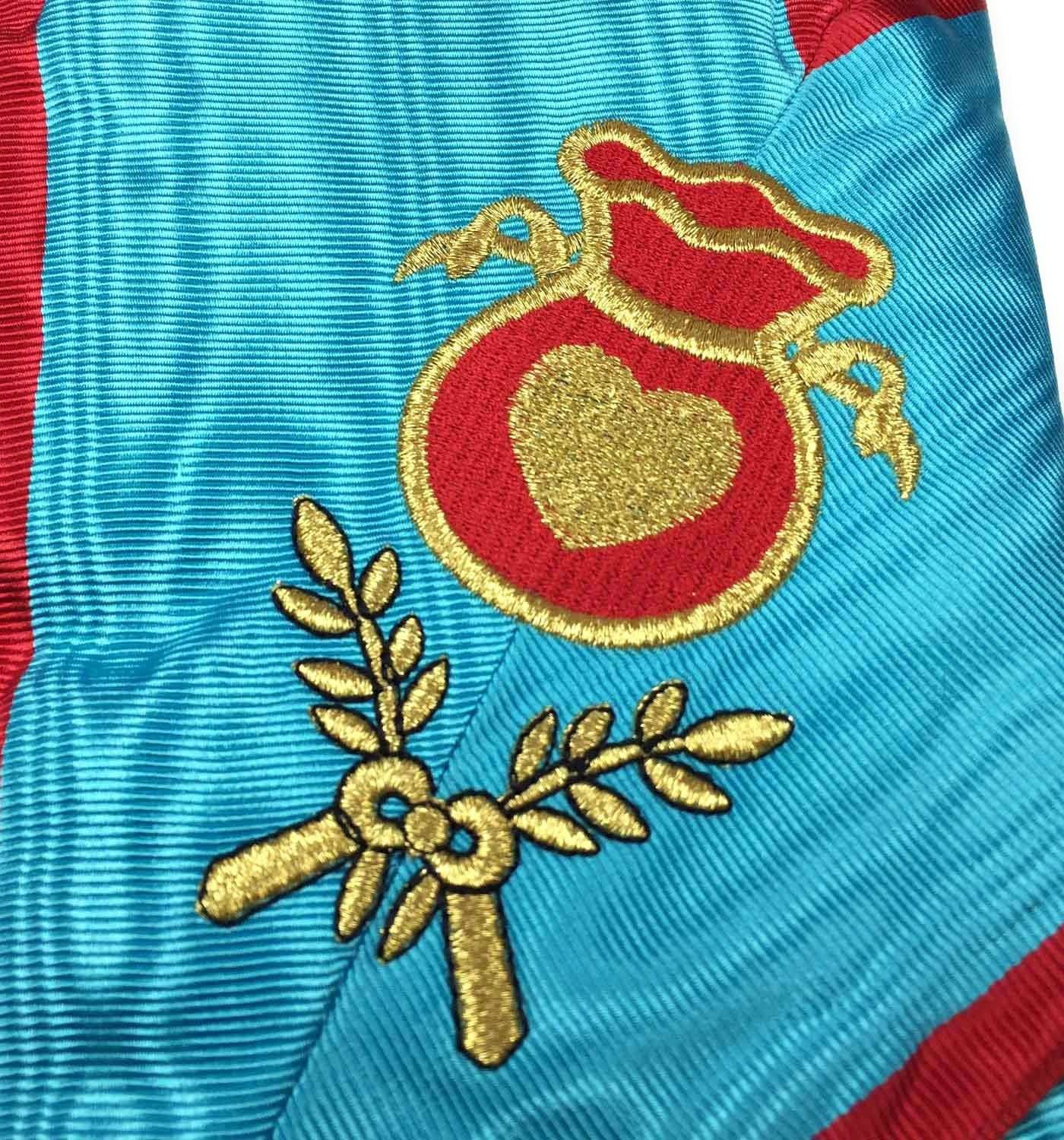 Officers Memphis Misraim French Regulation Officer Collar Set - Turquoise Machine Embroidery - Bricks Masons