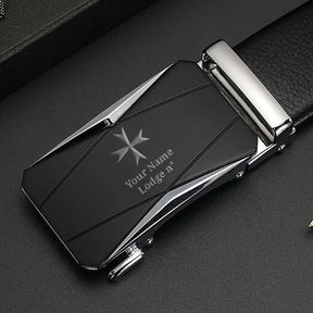 Order Of Malta Commandery Belt - Black Leather - Bricks Masons