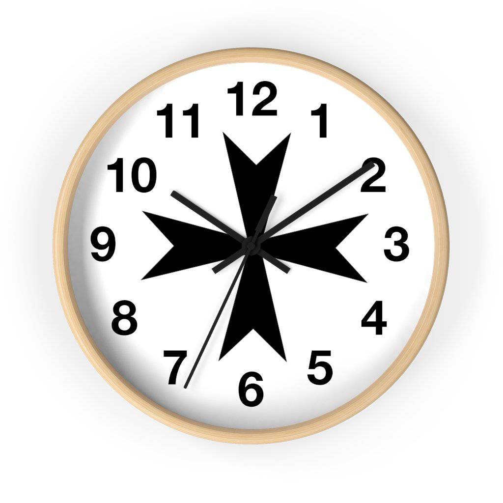 Order Of Malta Clock - Wooden Frame - Bricks Masons