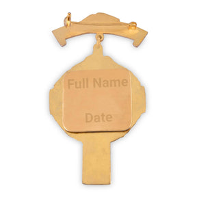 Past Commander Knights Templar Commandery Breast Jewel - Engravable Curved Bar Pin - Bricks Masons
