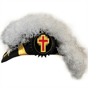Past Commander Knights Templar Chapeau - All White Plumes - Bricks Masons