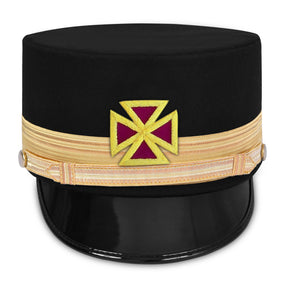 Past Grand Commander Knights Templar Fatigue Cap - Black Wool Gold Metal - Bricks Masons