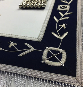 Past Master Blue Lodge Apron - Navy Blue Velvet - Bricks Masons