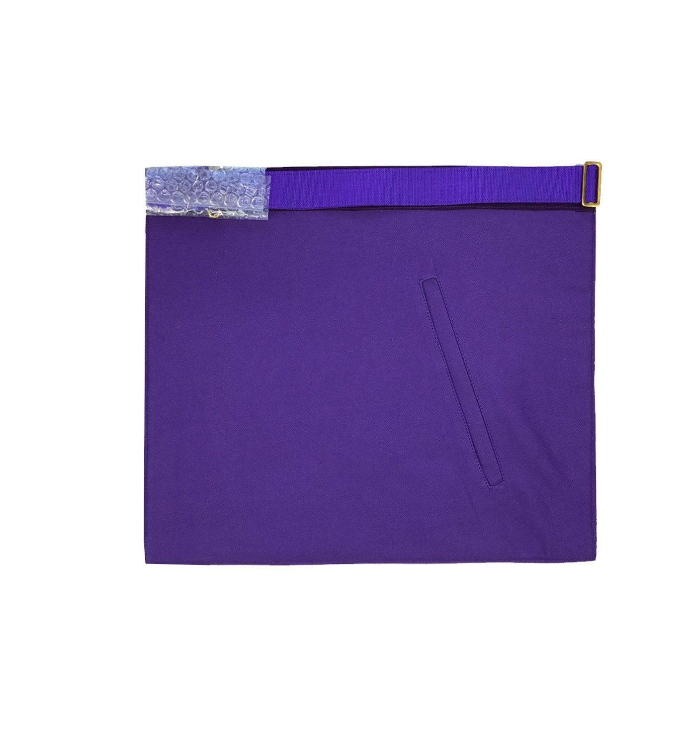 Past Master Blue Lodge Apron - Purple Velvet with Silver Hand Embroidery - Bricks Masons