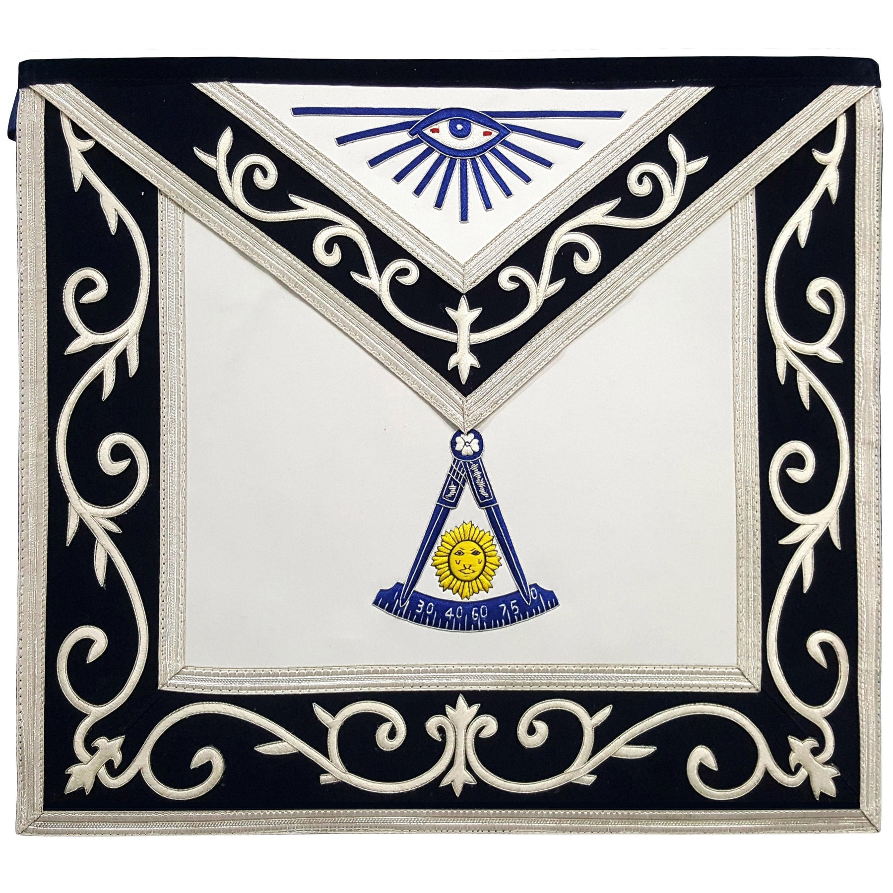 Past Master Blue Lodge Apron - Silk Threaded - Bricks Masons