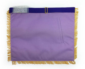 Past Master Blue Lodge Apron - White & Purple with Gold Machine Embroidery - Bricks Masons