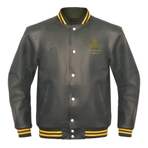 Past Master Blue Lodge Jacket - Leather With Customizable Gold Embroidery - Bricks Masons