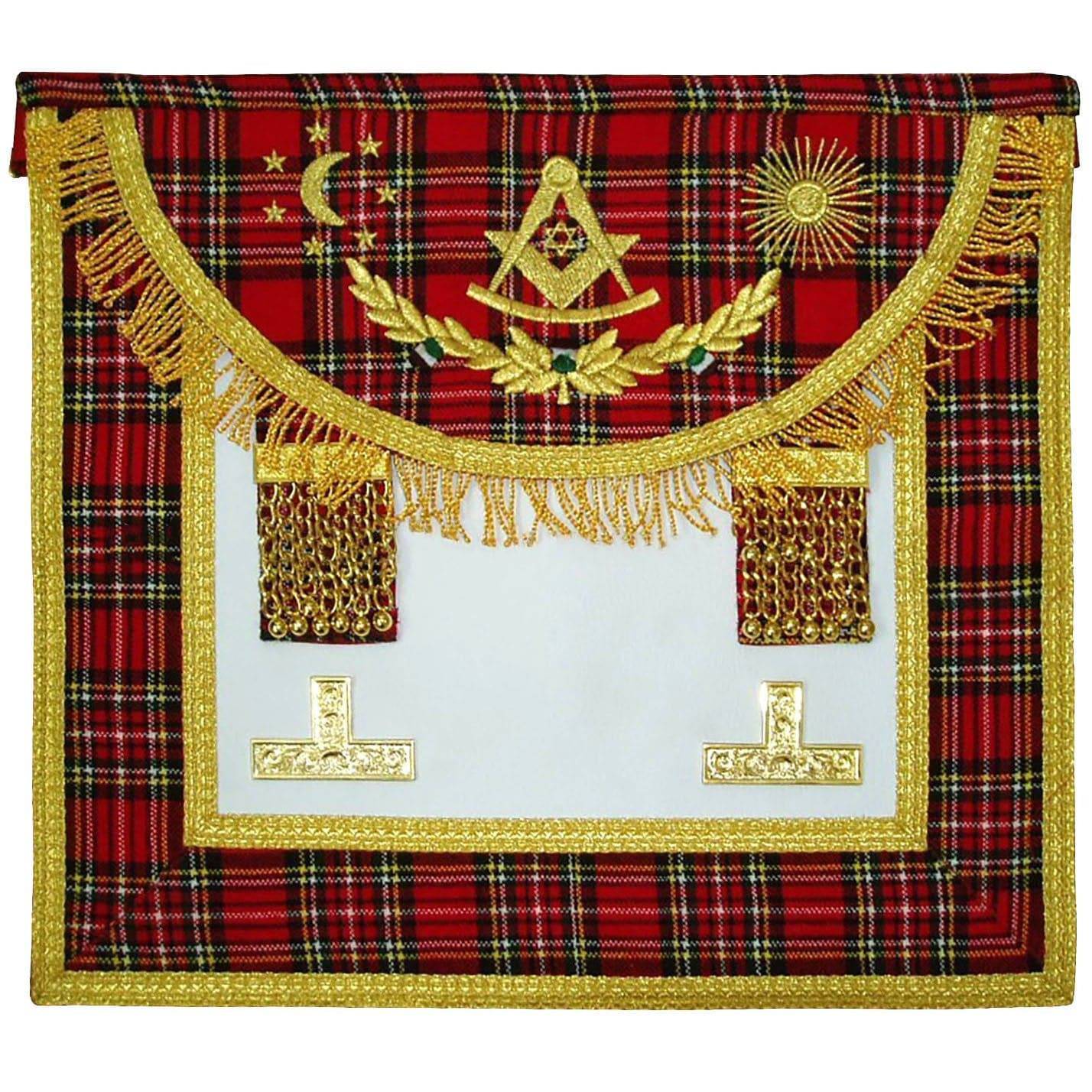 Past Master Craft Scottish Regulation Apron - Stripped Red - Bricks Masons