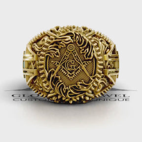 Master Mason Blue Lodge Ring - Square & Compass G Various Tones