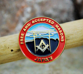 Master Mason Blue Lodge Car Emblem - Japan Fujiyama Free and Accepted Medallion