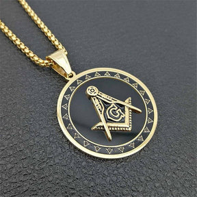 Master Mason Blue Lodge Necklace - Stainless Steel Square and Compass G