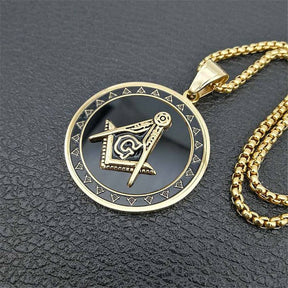 Master Mason Blue Lodge Necklace - Stainless Steel Square and Compass G