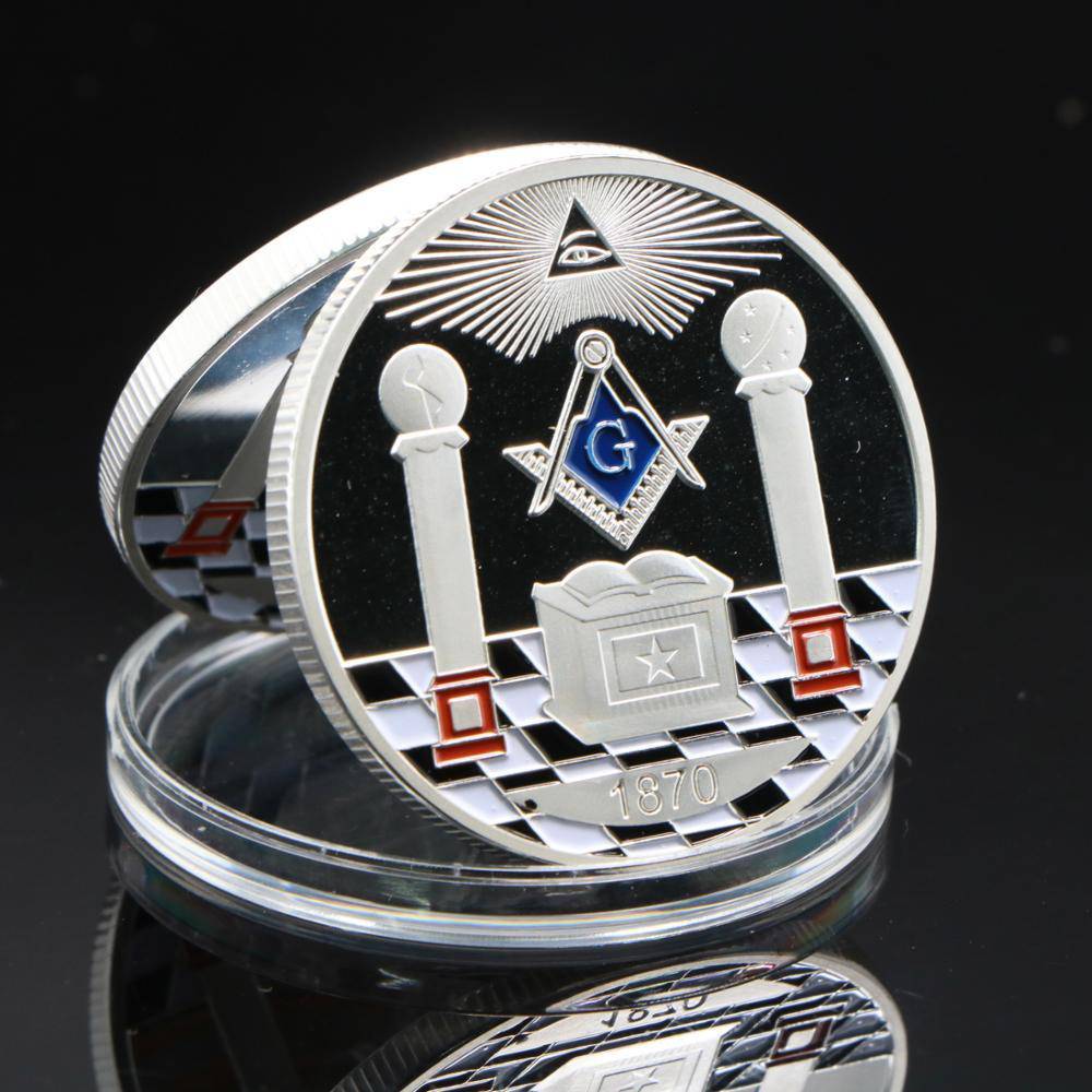 Master Mason Blue Lodge Coin - Pillars Altar 1870 Silver