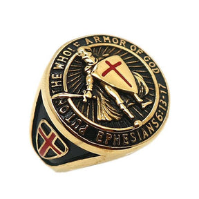 Knights Templar Commandery Ring - "Put On The Whole Armor Of God" Cross