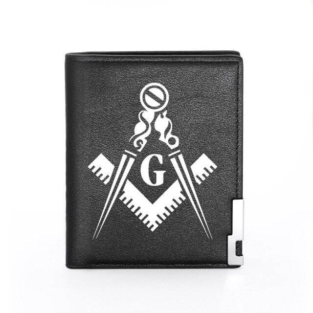 Master Mason Blue Lodge Wallet - Compass & Square G with Credit Card Holder (black, brown)