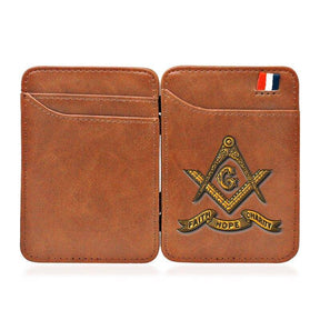 Master Mason Blue Lodge Wallet - With Credit Card Holder Brown & Black