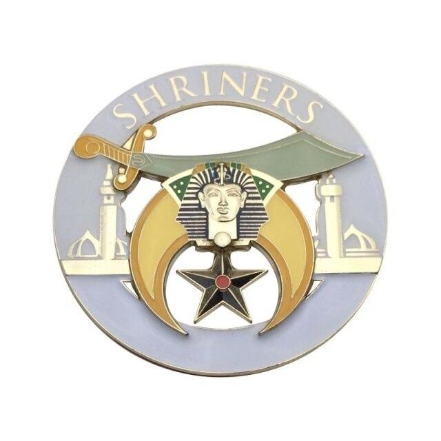 Shriners Car Emblem - 3" Minarets (White/Red/Green) Medallion