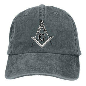 Master Mason Blue Lodge Baseball Cap - Square Compass G Symbol Adjustable Denim