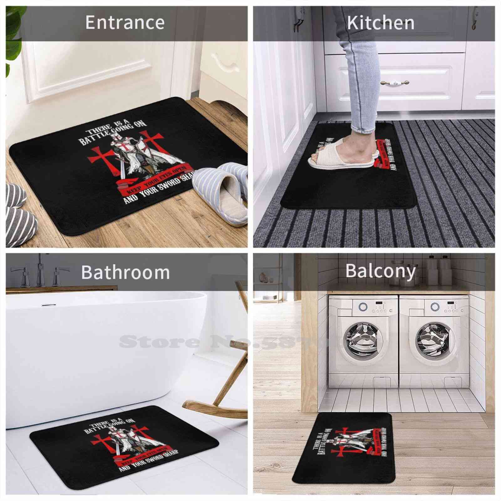 Knights Templar Commandery Mat - (There Is A Battle Going On) Soft Black Door