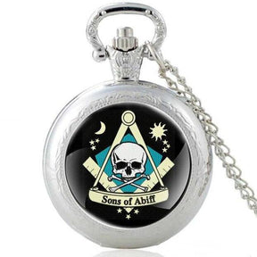 Master Mason Blue Lodge Pocket Watch - Compass & Square Sons Of Abiff