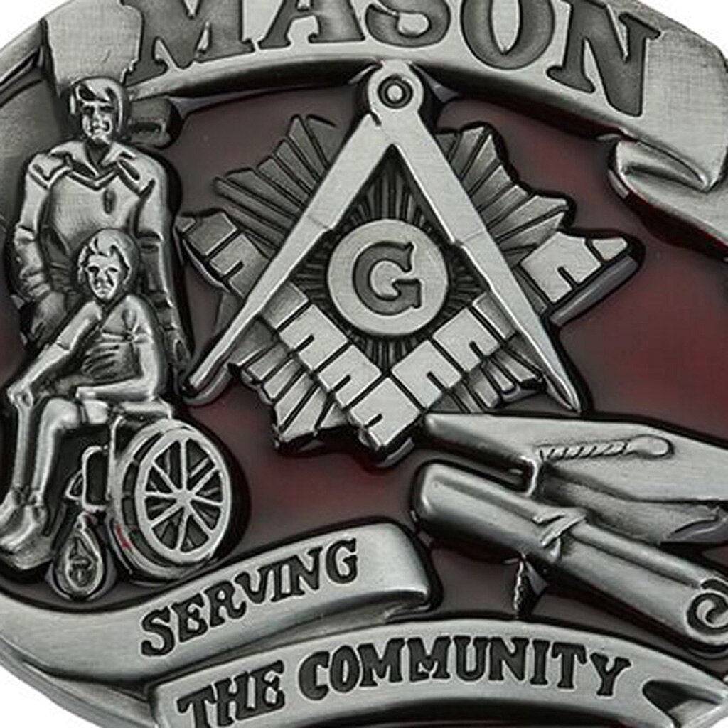 Master Mason Blue Lodge Belt - Serving The Community Square & Compass Buckle