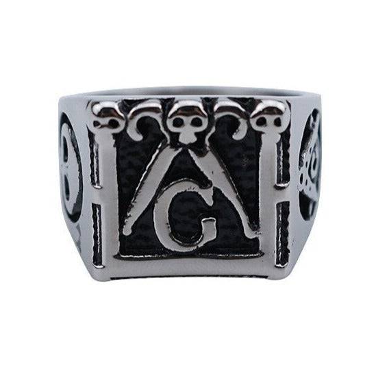 Master Mason Blue Lodge Ring - Black Compass & Square G