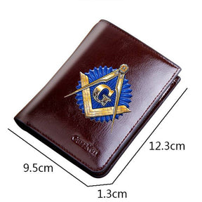 Master Mason Blue Lodge Wallet - Genuine Leather & Credit Card Holder (Black/Coffee)